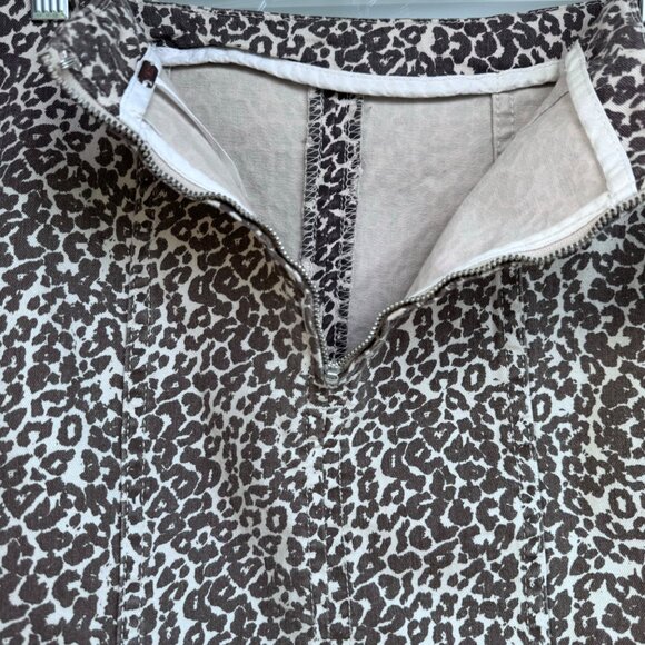 Free People Modern Femme Mini Skirt 2 Leopard Cheetah Print Animal Print Zipper - Picture 6 of 11